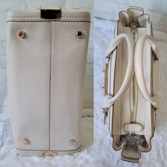 COACH Swagger Carryall Pebbled White Leather Top Handle Bag Gold - Picture 6 of 13